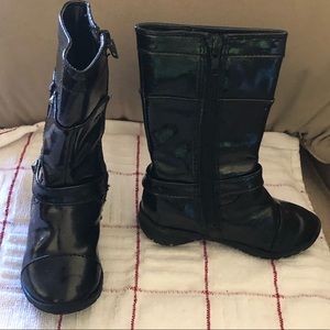 Nordstrom Black Patent Leather Boots- Toddler size 6 (Euro 22)